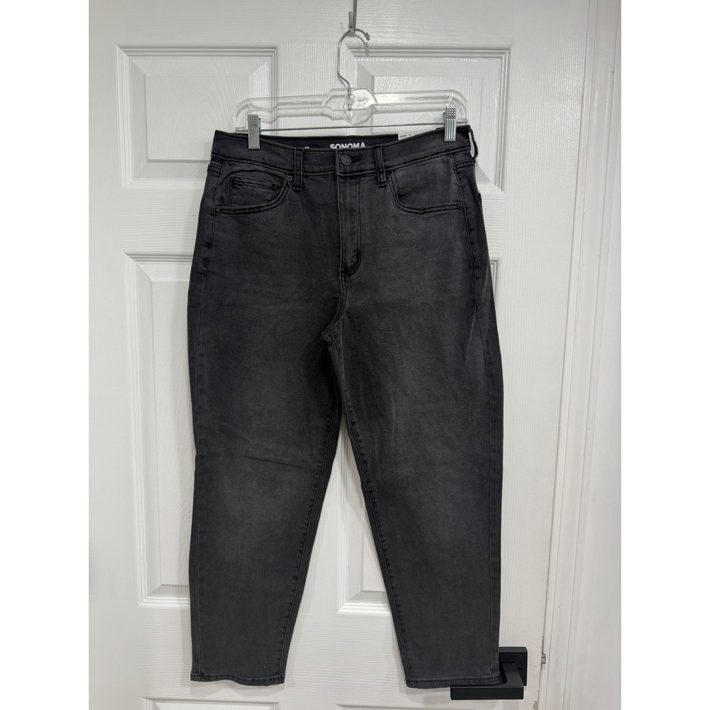 Sonoma Ultra High Rise Mom Jeans Black Summit Tapered Denim 4R